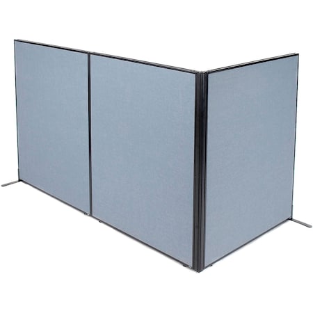 Interion By Global Industrial Interion Freestanding 3-Panel Corner Room Divider, 48-1/4inW x 60inH Panels, Blue 695053BL